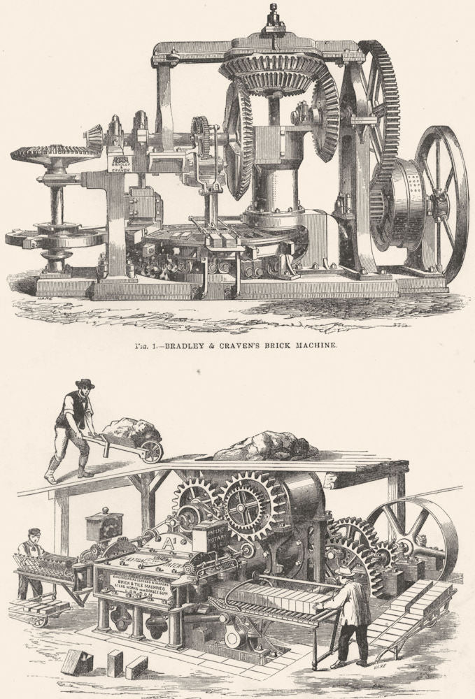 DEVON. Brick machines; - Bradley & Craven's machine; - Clayton's 1880 print